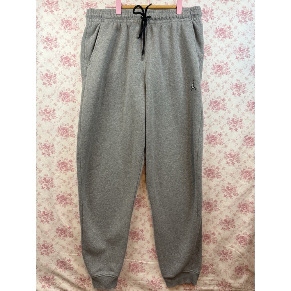 Jordan Gray Fleece Jogger Sweatpants Men's Size Large Jumpman Logo